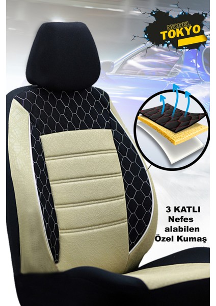 Honda Civic Elegance Uyumlu Bej Oto Koltuk Kılıfı (Tam Takım Ön Arka Araç Koltuk Kılıfı) fiyatları