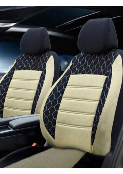 Renault 12 Uyumlu Bej Oto Koltuk Kılıfı (Tam Takım Ön Arka Araç Koltuk Kılıfı)