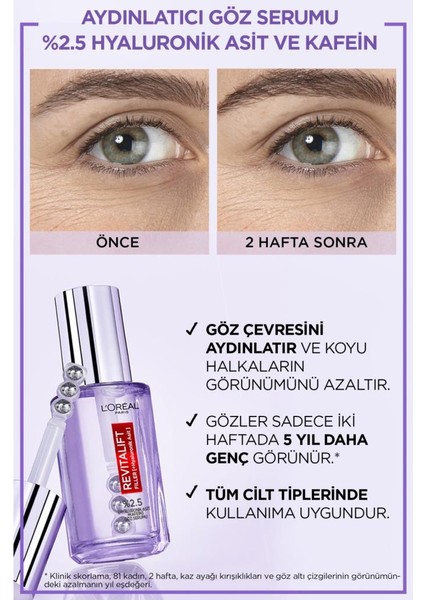 Revitalift Filler Göz Çevresini Aydınlatıcı, Koyu Halka Görünümünü Azaltan Göz Serumu 20ml