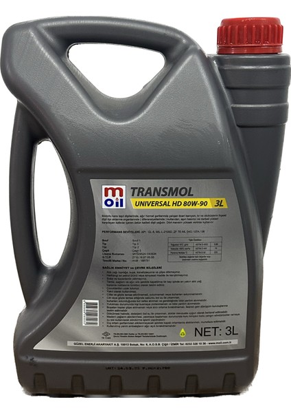Transmol Universal Hd 80W-90 3 Litre Şanzıman Yağı fiyatları
