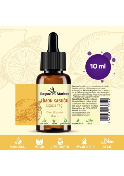 Ilaçsız Market Limon Kabuğu Yağı / 10 Ml.