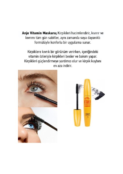 Güçlü Sabitleme ve Kıvırma Gücüne Sahip Besleyici Waterproof Maskara 12G fiyatları