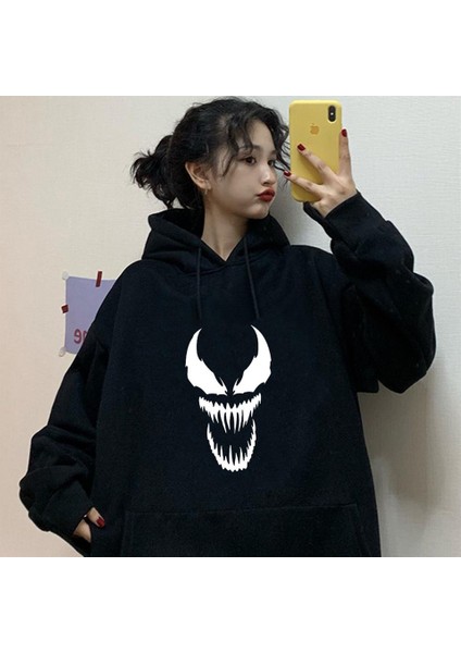 Touz Gothic Punisher Siyah Kapüşonlu Sweatshirt modelleri