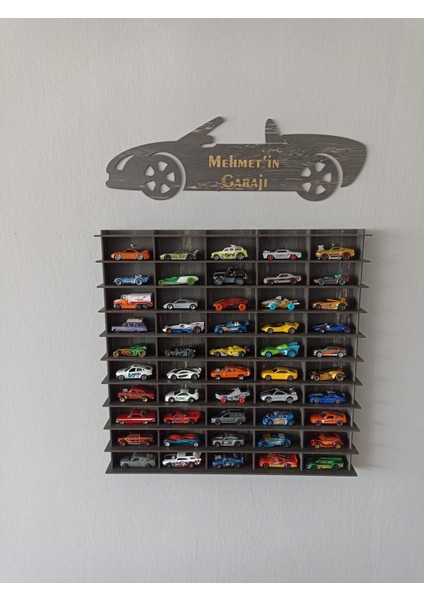 Cr Design Oyuncak Araba Rafı 50'li Eskitme Siyah (Hotwheels ve Matcbox Arabaları Için Uygundur)