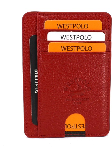 West Polo Hakiki Deri Dikey Mini Kartlık