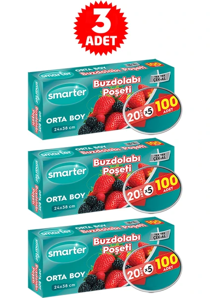 3 Paket Buzdolabı Poşet Orta Boy ( 100 Adet x 3 )