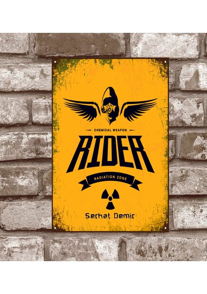 Kişiye Özel Rider Radiation Zone Retro Vintage Poster Metal