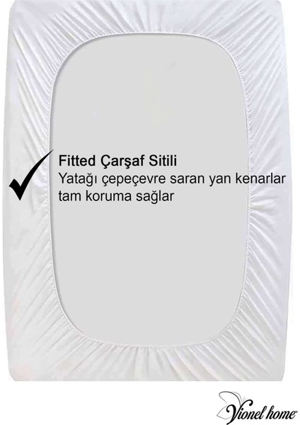 Vionel Home %100 Pamuk, Full Kenar Fitted Sıvı Geçirmez, Çift Kişilik Yatak Koruyucu Alez 150 x 200