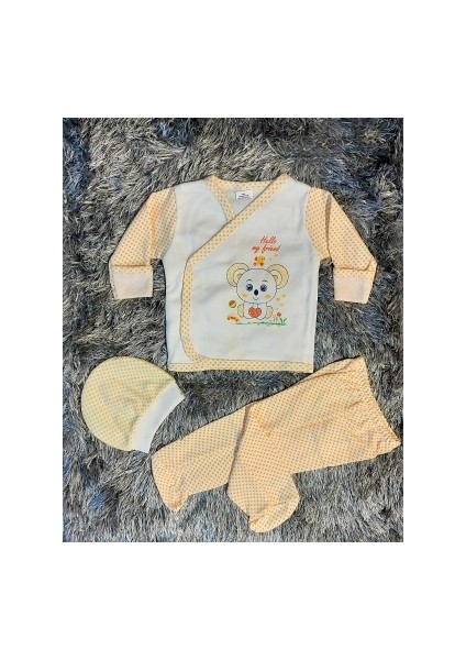 Bebek Unisex 3'lü Pijama Takımı Koala Hastane Çıkışı Turuncu Sarı