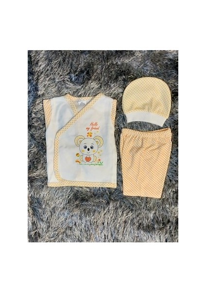 Bebek Unisex 3'lü Pijama Takımı Koala Hastane Çıkışı Turuncu Sarı