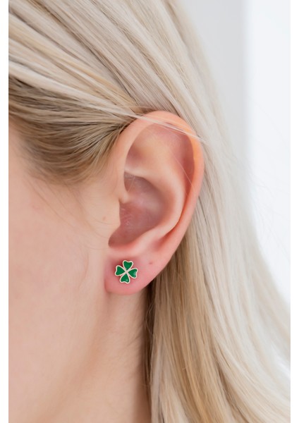 925 Ayar Minik Yeşil Yonca Küpe Kadın Gümüş Küpe fiyatları