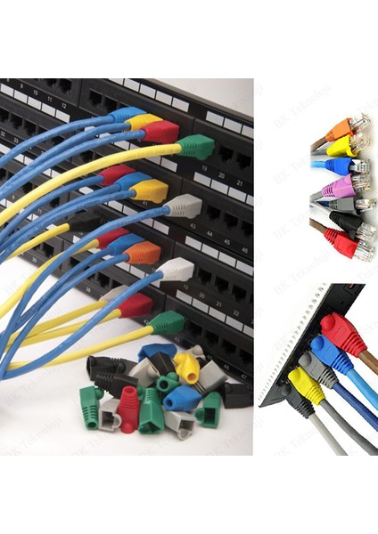 BK Teknoloji RJ45 Cat5 Cat6 Renkli Koruyucu Kılıf - 10 Adet Papuç