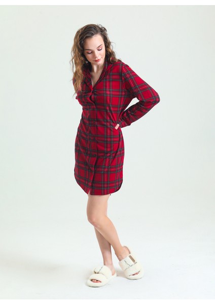 Düz Bordo Kadın Gecelik 87764