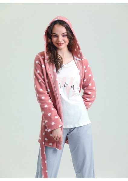 V Yaka Düz Gül Kurusu Kadın Pijama Takımı 37680