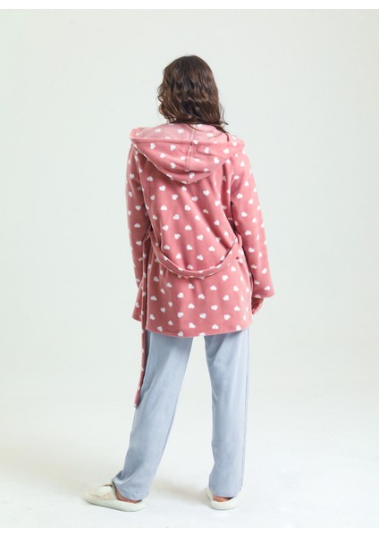 V Yaka Düz Gül Kurusu Kadın Pijama Takımı 37680