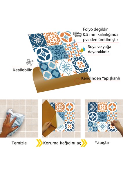 Kendinden Yapışkanlı Kontrast Desenli Pvc Karo 30X30 cm (56 Adet) 5m2