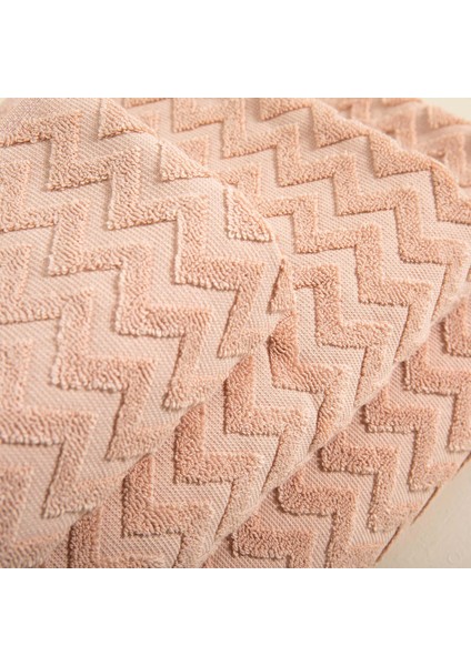 Zigzag Banyo Havlusu 70x140 Cm Ekru / Koyu Somon