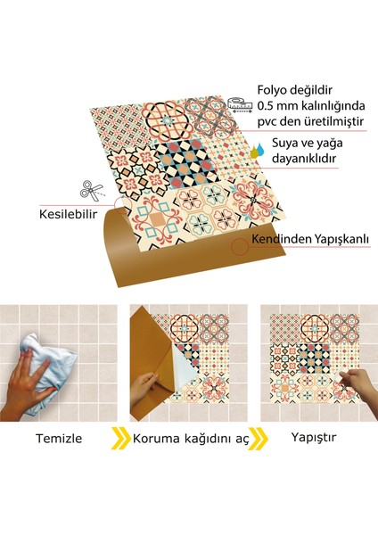 Kendinden Yapışkanlı Japon Desenli Pvc Karo 30X30 cm (56 Adet) 5m2