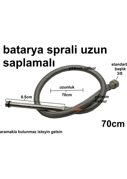 Batarya Borusu 70 cm Bağlantı Sprali Uzun Uçlu Çelik Hortum fiyatları