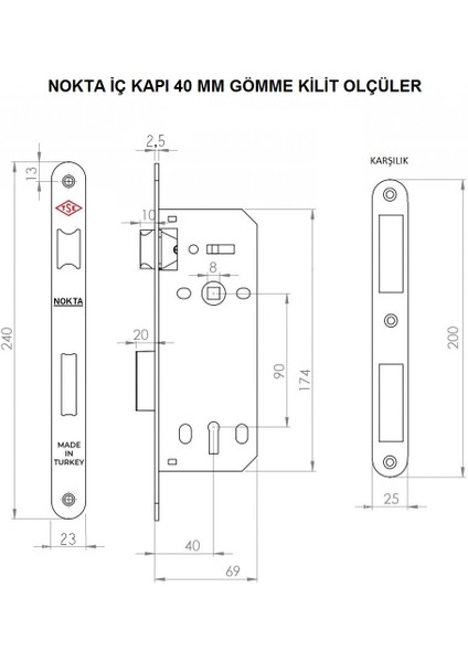 Oval Sessiz Kilit 40MM Nikel Oda Kapı Kilidi fiyatları