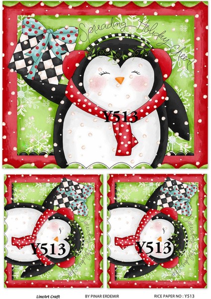 Y513 Penguen Desenli Pirinç Dekopaj 30X42