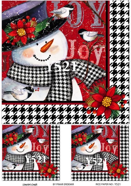 Y521 Joy, Kardan Adam, Kaz Ayağı Desenli Pirinç Dekopaj 30X42