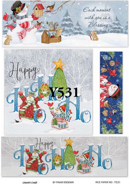 Y531 Kar Kardan Adam Hohoho Desenli Pirinç Dekopaj 30X42