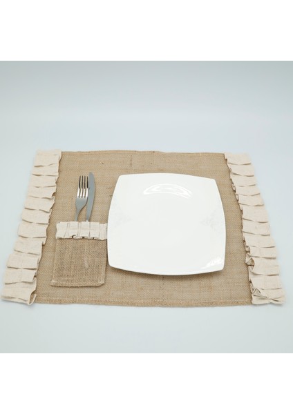 Vivere Keten Fırfırlı Amerikan Servis Seti 35x45 Cm