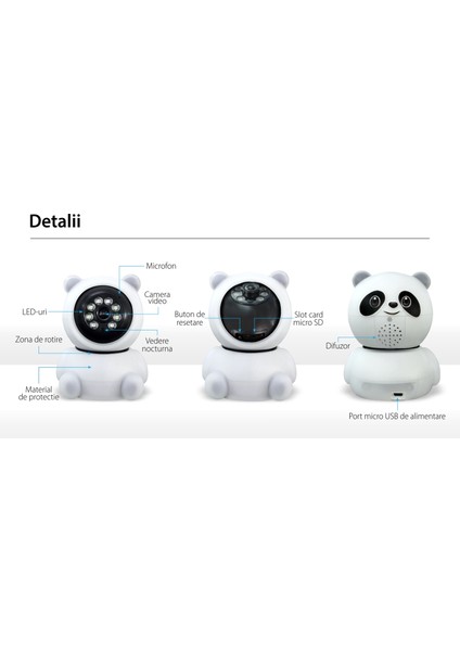 Panda 360° 1080p Ip Güvenlik Kamerası Gece Görüşlü Led Işıklı Alarmlı Ip Wifi  Kamerası