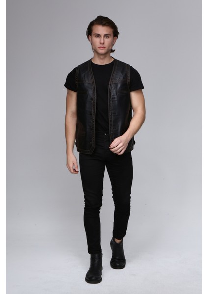 Erkek Deri Yelek