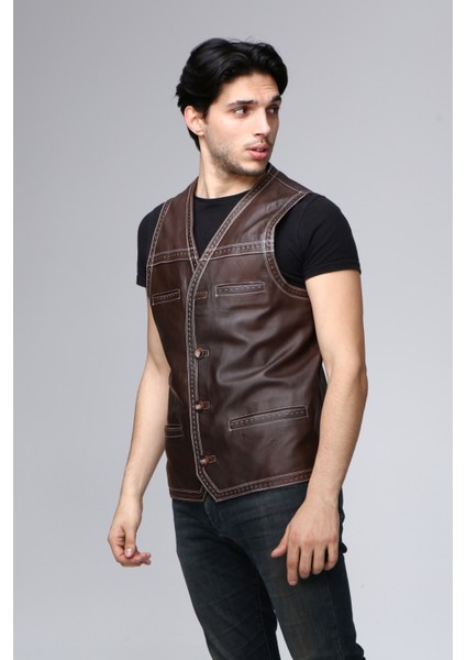 Erkek Deri Yelek