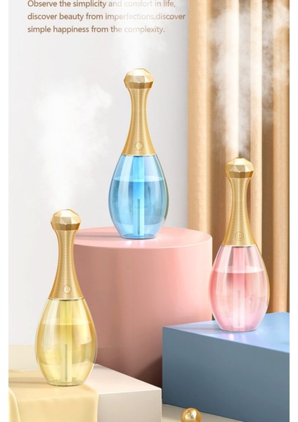 Hava Nemlendirici Ultrasonik Led Rgb Parfüm Şişesi Ev Araba Aromatik Difizör 300ml Mavi modelleri