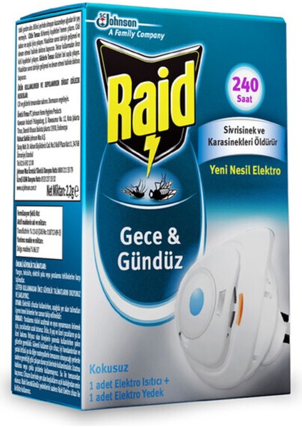 Gece & Gündüz, Sinekkovar Cihaz ve 1 Yedek, 240 Saat Etki (Sivrisinek ve Karasineklere Karşi)