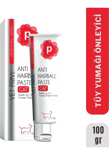 Vet Prive Anti Hairball Paste Kediler Için Tüy Yumağı Önleyici Pasta 100G