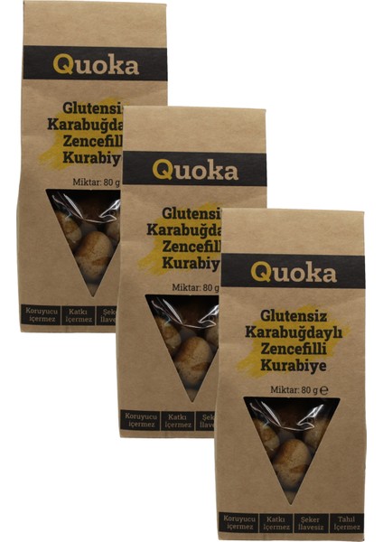 Glutensiz Şekersiz Karabuğday Unundan Zencefilli Tarçınlı Zerdeçallı Kurabiye 3 Paket x 80GR