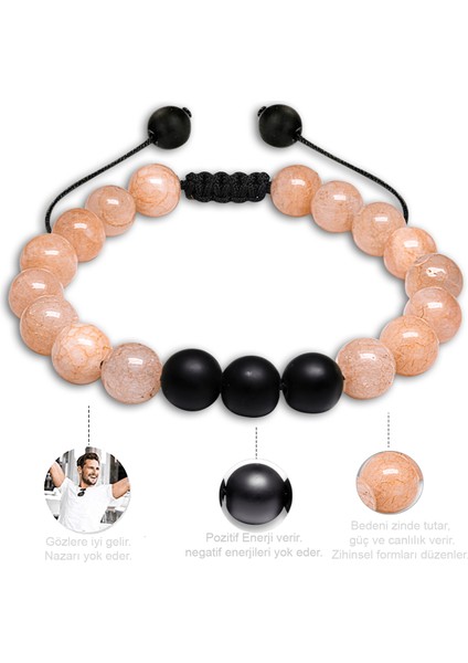 Sertifikalı Doğal Kalsit Kireç Taşı Oniks Doğal Taş Bileklik Seti modelleri