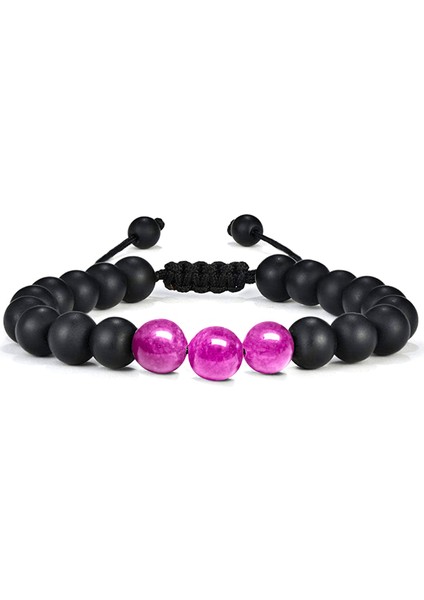 Sertifikalı Doğal Pembe Gül Kuvars Oniks Taşı Doğal Taş Bileklik Seti fırsatları