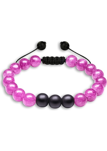 Sertifikalı Doğal Pembe Gül Kuvars Oniks Taşı Doğal Taş Bileklik Seti indirimleri