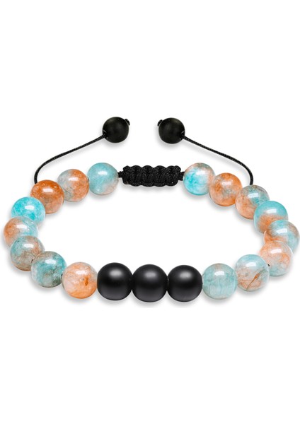 Sertifikalı Doğal Mavi Kahverengi Kuvars Oniks Taşı Doğal Taş Bileklik Seti fırsatları