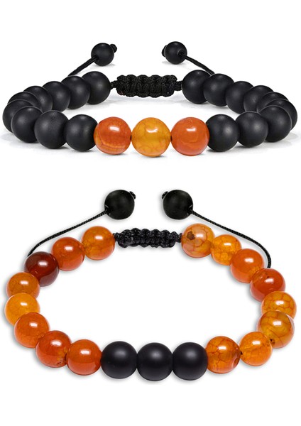 Sertifikalı Turuncu Akik Oniks Taşı Doğal Taş Bileklik Seti fiyatları