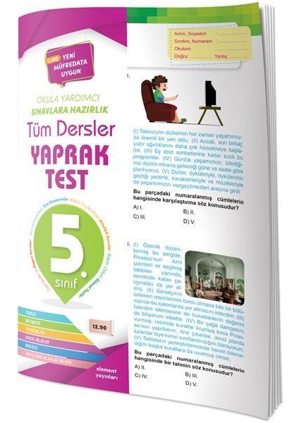 5. Sınıf Tüm Dersler Yaprak Test - 4 Element Yayınları