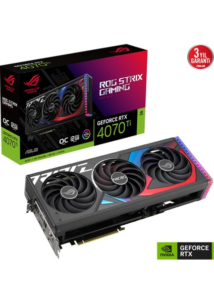 GEFORCE ROG RTX 4070 TI 12GB 192bit GDDR6X 2790MHz OC 2xHDMI 3xDP RGB (ROG-STRIX-RTX4070TI-O12G-GAMING) DLSS3 EKRAN KARTI