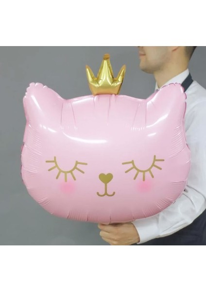 Pembe Renkli Sevimli Kedi Folyo Balon Pembe Renkli Helyum Folyo Balon Uçan Balon
