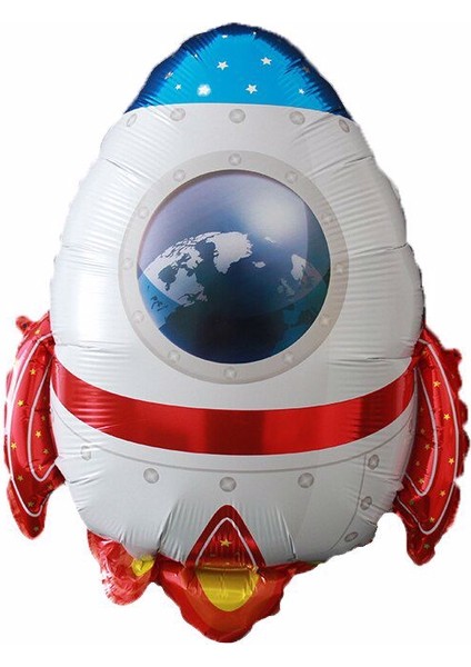 Uzay Roketi Büyük Boy Folyo Balon 60 cm Helyum Balon Uçan Balon