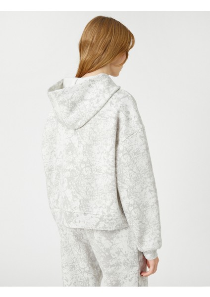 Kapüşonlu Sweatshirt Kolej Baskılı Uzun Kollu