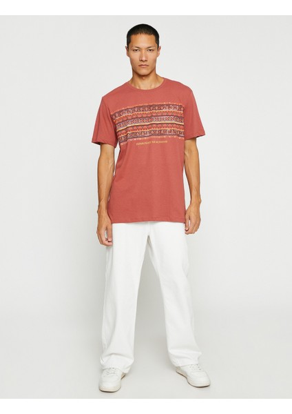 Basic Tişört Bisiklet Yaka Etnik Baskılı Kısa Kollu fiyatları