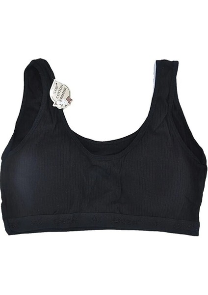 otantik tekstil Kadın Pamuklu Içi Pedli Toparlayıcı Toplayıcı Büyük Beden Ribana Kalın Askılı Sütyen Yarım