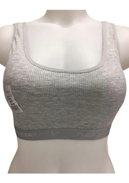 otantik tekstil Kadın Pamuklu Içi Pedli Toparlayıcı Toplayıcı Büyük Beden Ribana Kalın Askılı Sütyen Yarım