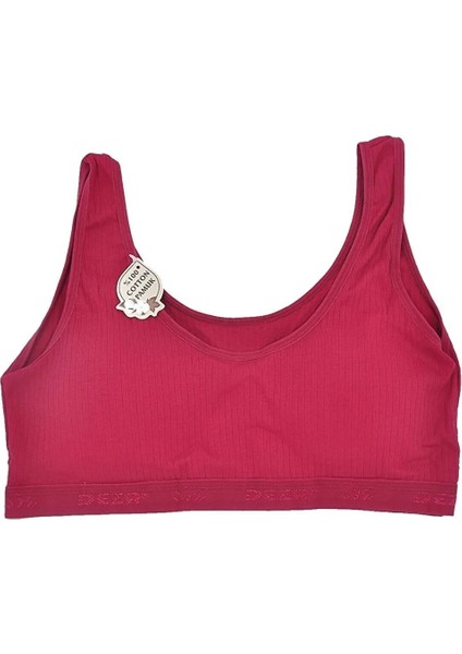 otantik tekstil Kadın Pamuklu Içi Pedli Toparlayıcı Toplayıcı Büyük Beden Ribana Kalın Askılı Sütyen Yarım