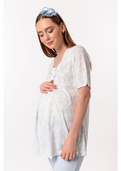 Mavi Desenli Hamile Lohusa Pijama Takımı fiyatları